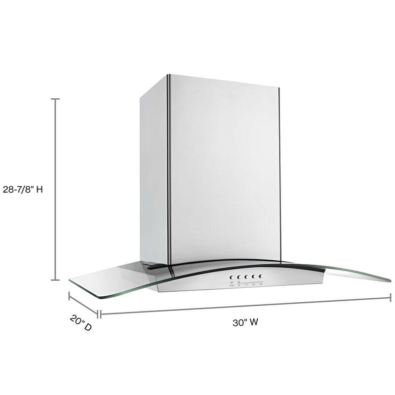 Whirlpool 30 in. Convertible Chimney Style Range Hood with 400 CFM, 3 Fan Speeds & 2 LED Lights - Stainless Steel, , hires