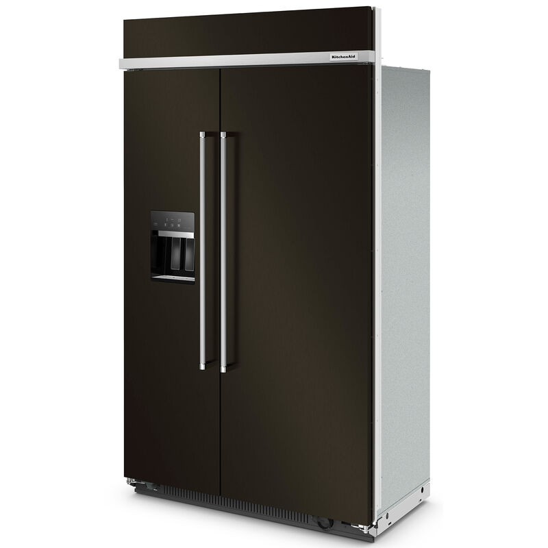 KitchenAid 48 in. 29.4 cu. ft. Built-In Counter Depth Side by Side Refrigerator with Ice & Water Dispenser - Black Stainless Steel with PrintShield Finish, Black Stainless Steel with PrintShield Finish, hires