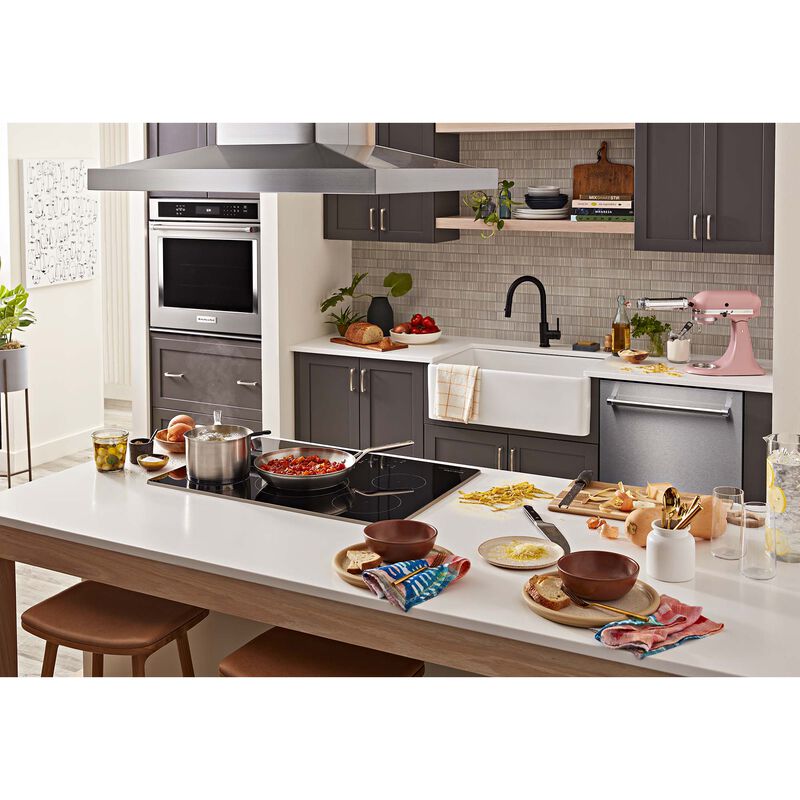 KitchenAid 36 in. Convertible Chimney Style Range Hood with 585 CFM, 3 Fan Speeds , 4 LED & 2 Halogen Lights - Stainless Steel, Stainless Steel, hires