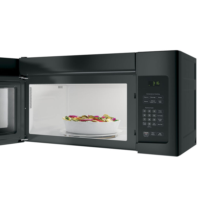 GE 30 in. 1.6 cu. ft. Over-the-Range Microwave with 10 Power Levels & 300 CFM - Black, Black, hires