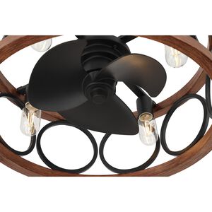 Hunter Haven Fandelier 22 in. Ceiling Fan with Light Kit and Handheld Remote - Matte Black/Walnut, , hires