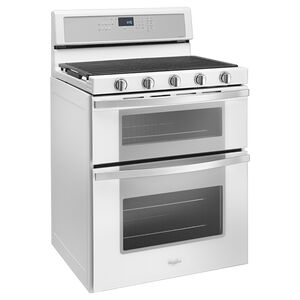 Whirlpool 30 in. 6 cu. ft. True European Convection Double Oven Gas Range with 5 Sealed Burners - White Ice, White Ice, hires
