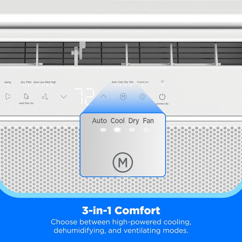 Midea QB Series 10,000 BTU 115V U-Shaped Smart Energy Star Window Air Conditioner with Inverter, 3 Fan Speeds, Sleep Mode & Remote Control - White, , hires