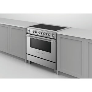 Fisher & Paykel Series 9 Classic 36 in. 4.9 cu. ft. Convection Oven Slide-In Electric Range with 5 Induction Zones - Stainless Steel, , hires