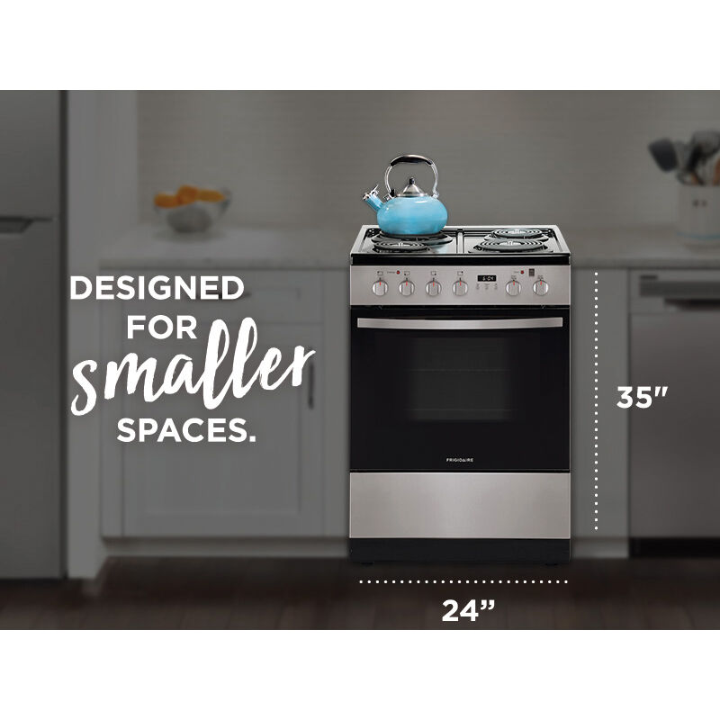 Frigidaire 24 in. 1.9 cu. ft. Electric Range with Coil Burners - Stainless Steel, Stainless Steel, hires
