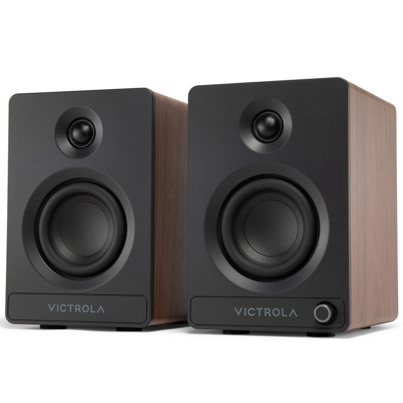 Victrola Tempo Bluetooth Bookshelf Speakers - Walnut, , hires