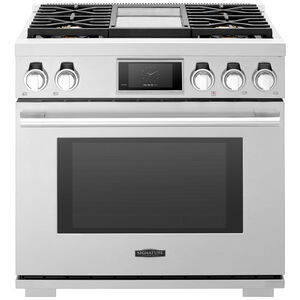 Signature Kitchen Suite 36 in. 6.3 cu. ft. Smart Convection Oven Freestanding Natural Gas Range with 4 Sealed Burners & Griddle - Stainless Steel, , hires