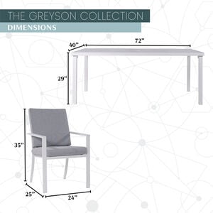 Mod Greyson Collection Dining Set With 6 Padded Chairs and 72-in. x 40-in. Slat-Top Table - Gray/White, , hires