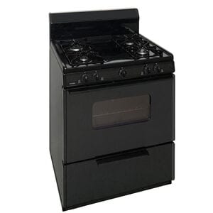 Premier 30 in. 3.9 cu. ft. Oven Freestanding Gas Range with 4 Sealed Burners - Black, , hires