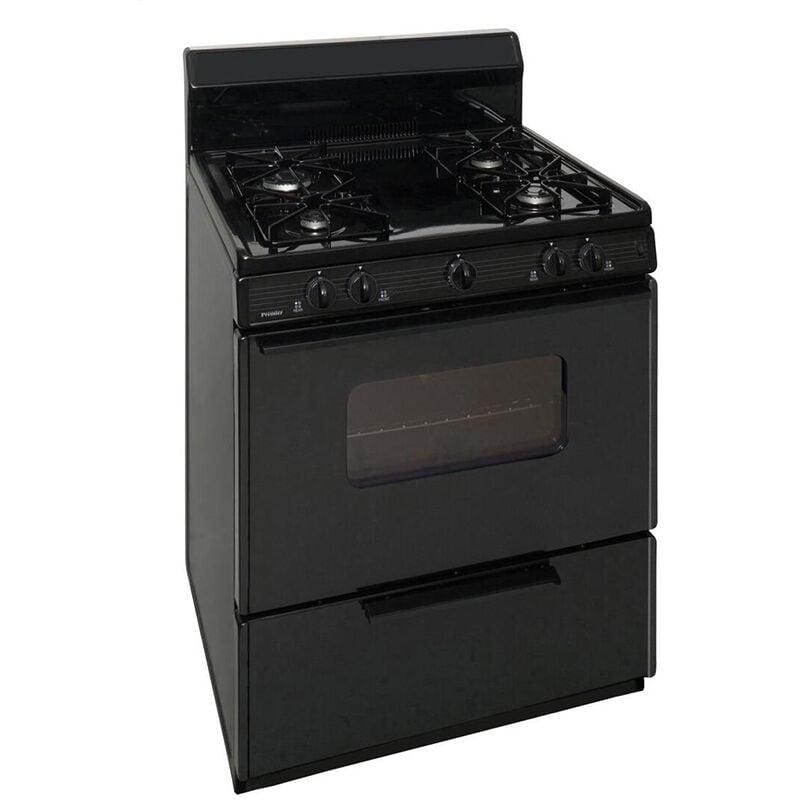 Premier 30 in. 3.9 cu. ft. Oven Freestanding Gas Range with 4 Sealed Burners - Black, , hires