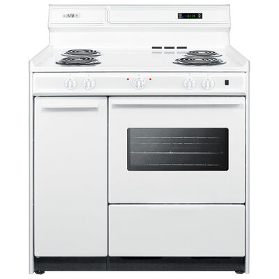 Summit 36 in. 2.9 cu. ft. Oven Freestanding Electric Range with 4 Coil Burners - White | WEM430KW