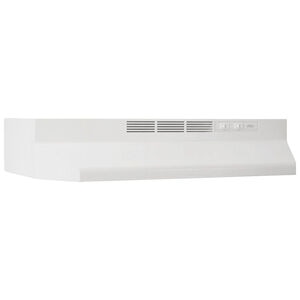 Broan 41000 Series 24 in. Standard Style Range Hood with 2 Speed Settings, Ductless Venting & Incandescent Light - White, , hires