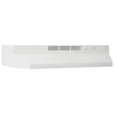 Broan 41000 Series 24 in. Standard Style Range Hood with 2 Speed Settings, Ductless Venting & Incandescent Light - White | 412401