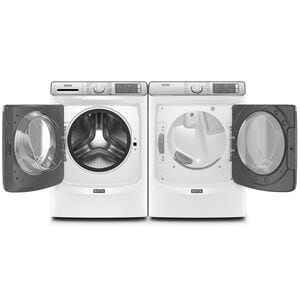 Maytag 27 in. 5.0 cu. ft. Smart Stackable Front Load Washer with Extra Power, 24-Hr Fresh Hold Option, Sanitize & Steam Wash Cycle - White, White, hires