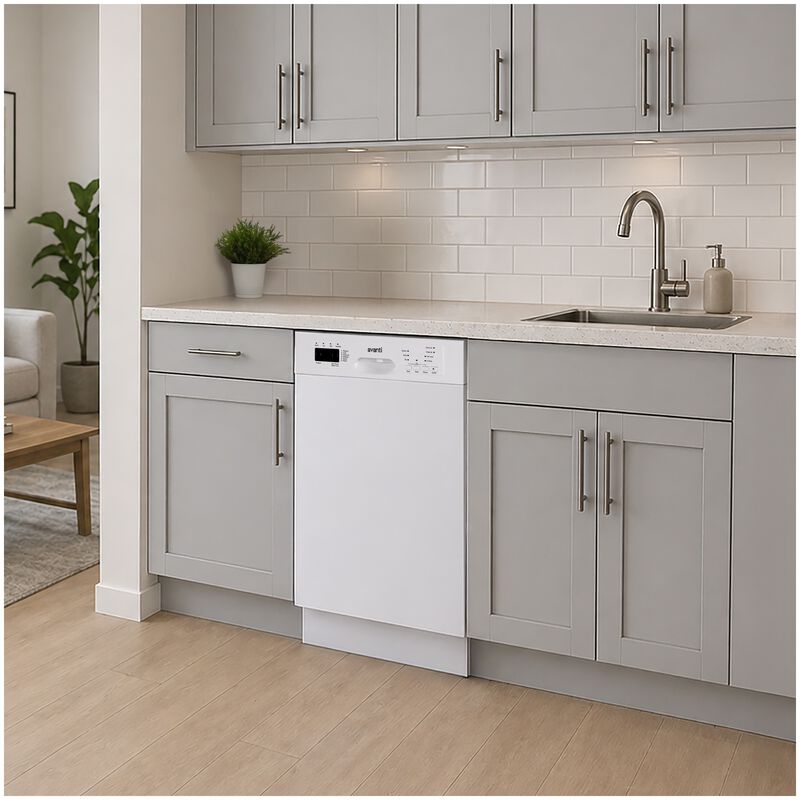 Avanti 18 in. ADA Compliant Front Control Dishwasher with 53 dBa Sound Level & Pocket Handle - White, , hires