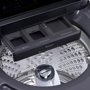 LG 27 in. 5.3 cu. ft. Smart Top Load Washer with Agitator, TurboWash3D Technology & AI Sensing - Matte Black, Matte Black, hires