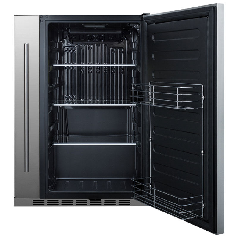 Summit 24 in. 3.1 cu. ft. Undercounter Refrigerator with Slide-Out Storage Compartment - Stainless Steel, , hires