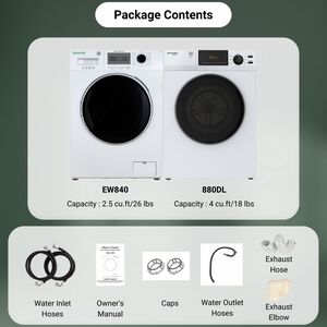 Equator Value 24 in. 2.47 cu. ft. Electric Front Load Laundry Center with Sensor Dry, Pet & Sanitize Cycle - White, , hires