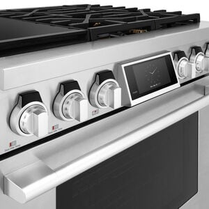 Signature Kitchen Suite 36 in. 6.3 cu. ft. Smart Standard Convection Steam Dual Fuel Range with 4 Sealed Burners - Stainless Steel, , hires