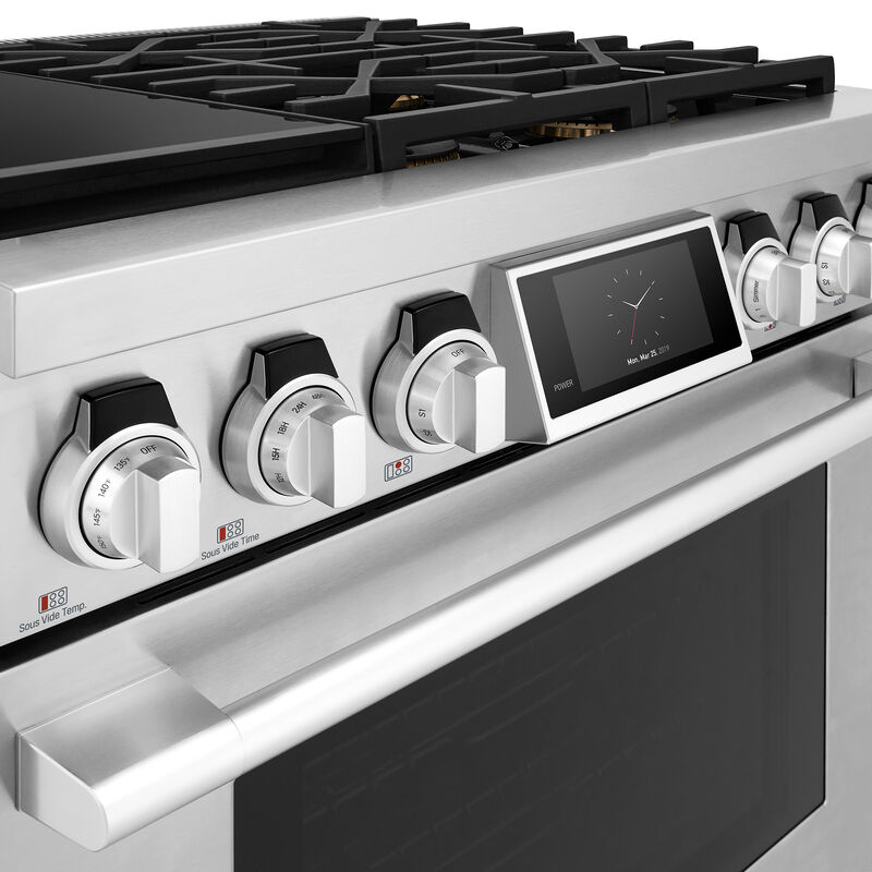 Signature Kitchen Suite 36 in. 6.3 cu. ft. Smart Standard Convection Steam Dual Fuel Range with 4 Sealed Burners - Stainless Steel, , hires