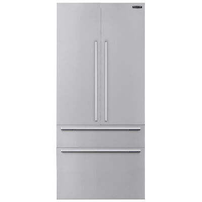 Signature Kitchen Suite 36 in. French Door Panel with Sleek Handles - Stainless Steel | SKSPK360FMT