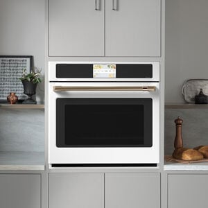 Cafe Professional Series 30 in. 5 cu. ft. Smart Electric Single Wall Oven with True European Convection - Matte White, Matte White, hires