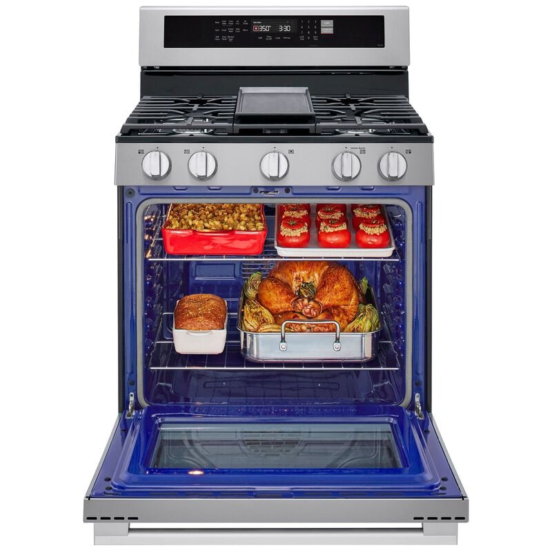 LG 30 in. 6.3 cu. ft. Smart Air-Fry True European Convection Electric Range with Radiant Burners Stainless Steel, , hires