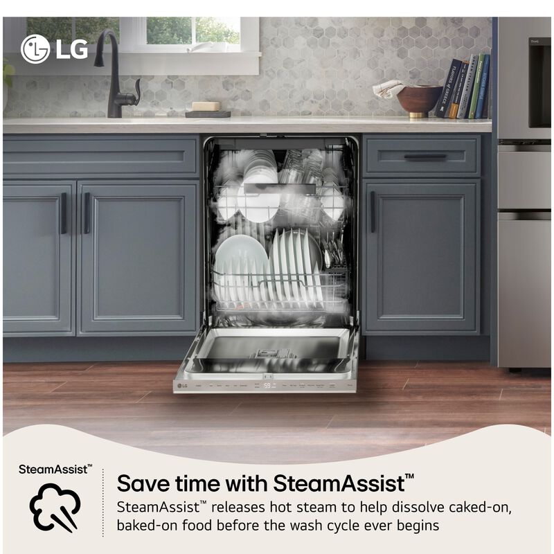 LG 24 in. Top Control Flush-Mount Smart Dishwasher with 46 dBA Sound Level, 3rd-Rack & Dynamic Heat Dry with AutoVent Dry - Black Stainless Steel, , hires