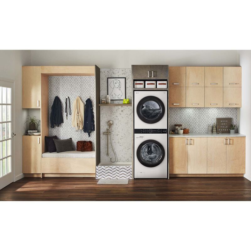 LG 27 in. WashTower with 4.5 cu. ft. Washer with 10 Wash Programs and TurboWash 360 & 7.4 cu. ft. Electric Dryer with 9 Dryer Programs, Sensor Dry & Wrinkle Care - White, White, hires