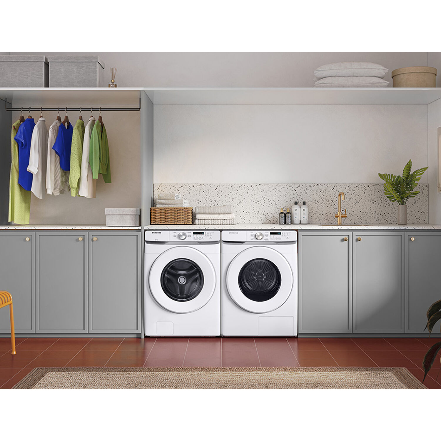Samsung 27 in. 7.5 cu. ft. Smart Stackable Ventless Hybrid Heat Pump Electric Dryer with Sanitize Cycle Sensor Dry White P.C. Richard Son