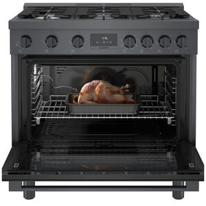 Bosch 800 Series 36 in. 3.7 cu. ft. True European Convection Dual Fuel Range with 6 Sealed Burners - Black Stainless Steel, , hires