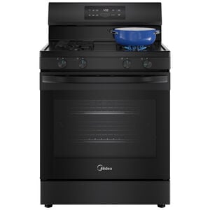 Midea 30 in. 6.1 cu. ft. Gas Range with 4 Sealed Burners - Black, Black, hires