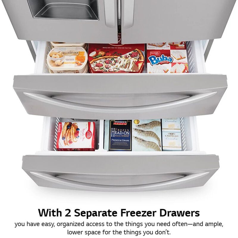 LG 36 in. 27.8 cu. ft. Smart 4-Door French Door Refrigerator with Ice & Water Dispenser - Stainless Steel, Stainless Steel, hires