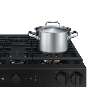 Samsung Bespoke 30 in. 6 cu. ft. Smart Air Fry True European Convection Slide-In Gas Range with 5 Sealed Burners & Griddle - White Glass, White Glass, hires