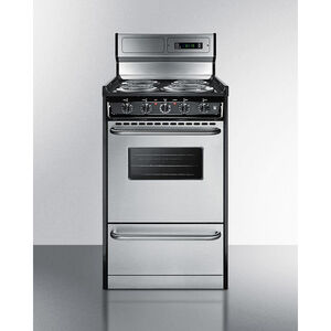 Summit Professional Series 20 in. 2.4 cu. ft. Electric Range with Coil Burners - Stainless Steel, , hires