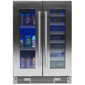 XO 24 in. Built-In/Freestanding Combo Wine & Beverage Center with Pull-Out Shelves & Digital Control - Stainless Steel, Stainless Steel, hires