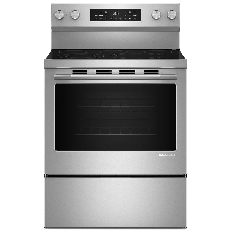 KitchenAid 30 in. 5.3 cu. ft. Smart Air-Fry True European Convection Electric Range with Radiant Burners - Stainless Steel with PrintShield Finish, , hires