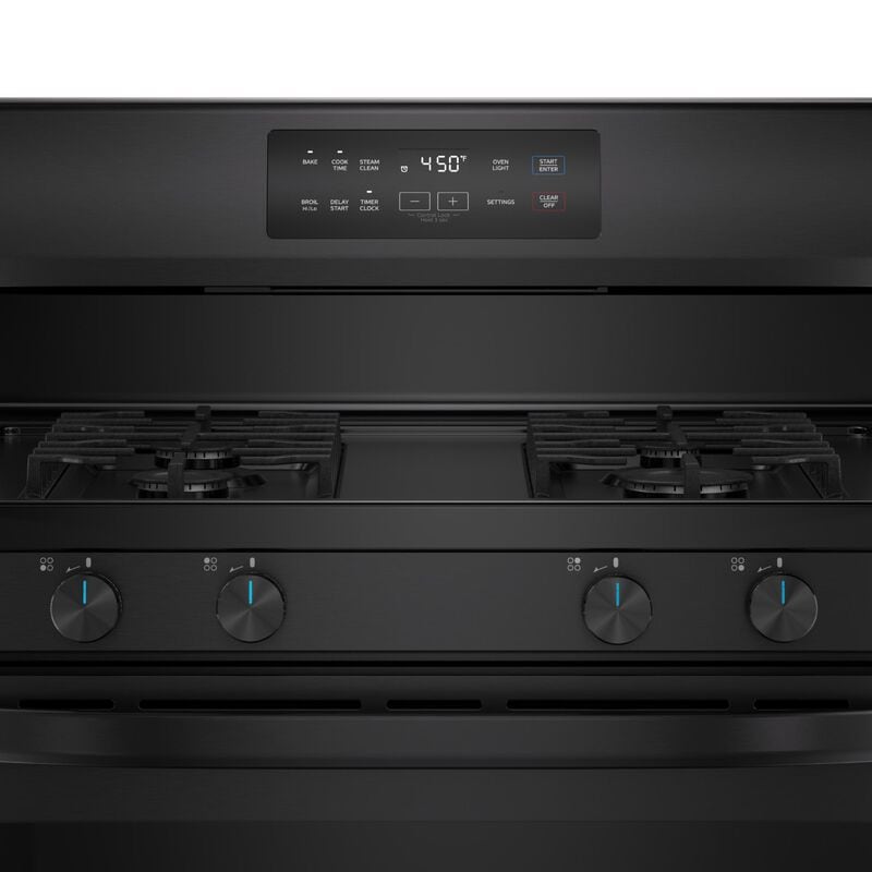 Midea 30 in. 6.1 cu. ft. Gas Range with 4 Sealed Burners - Black, Black, hires