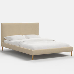 Skyline Furniture Linen Fabric Upholstered Queen Size Platform Bed - Linen, Linen, hires