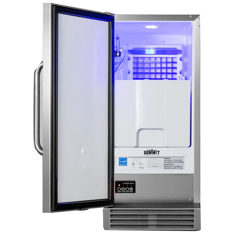 Summit 15 in. Built-In Undercounter Commercial-Use Ice Maker with 25 lb. Ice Storage, Auto-Defrost & Digital Control - Stainless Steel, , hires