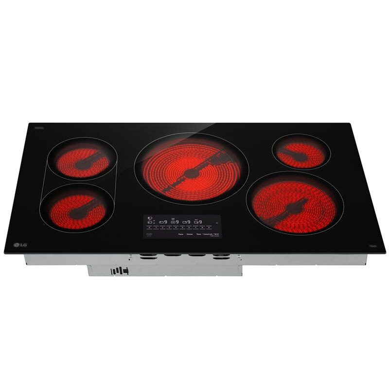 LG 36 in. 5-Burner Smart Electric Cooktop with UltraHeat, Simmer Burner & Power Burner - Black, , hires
