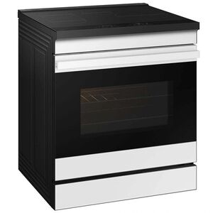 Samsung Bespoke 30 in. 6.3 cu. ft. Smart Air Fry True European Convection Slide-In Electric Range with 4 Induction Burners - White Glass, White Glass, hires