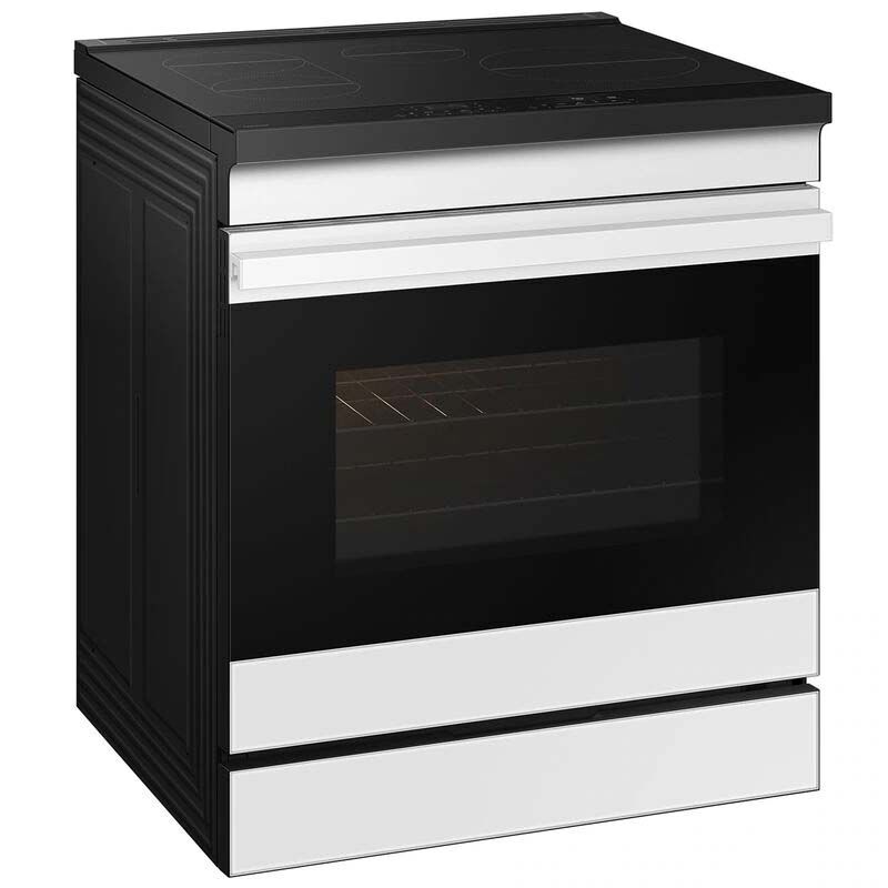 Samsung Bespoke 30 in. 6.3 cu. ft. Smart Air Fry True European Convection Slide-In Electric Range with 4 Induction Burners - White Glass, White Glass, hires