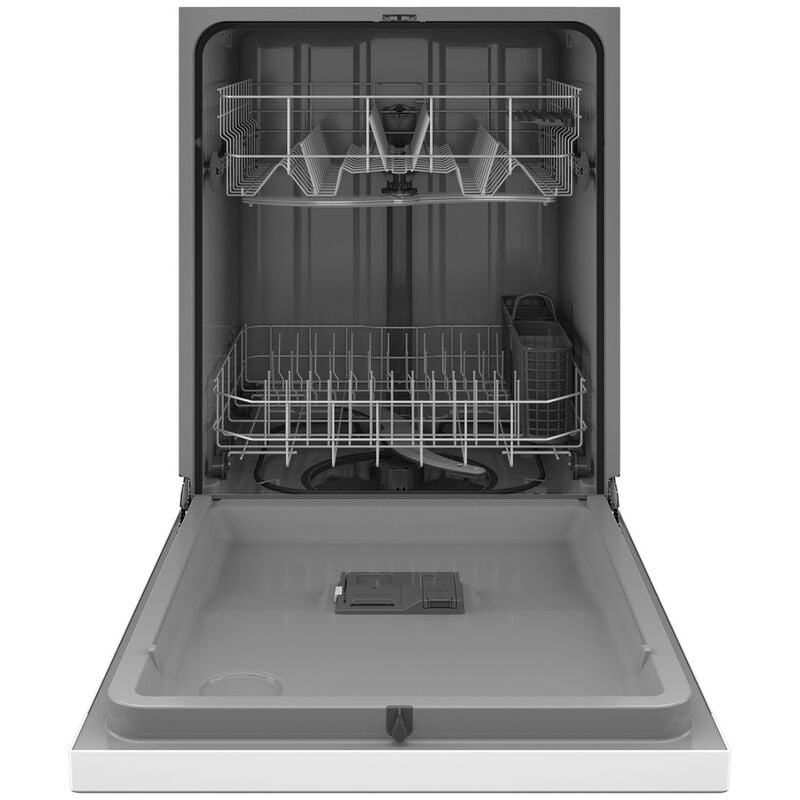GE 24 in. Front Control Flush-Mount Dishwasher with 55 dBa Sound Level, Dry Boost & Pocket Handle - White, White, hires