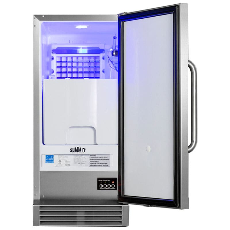 Summit 15 in. Built-In Undercounter Outdoor Commercial-Use Ice Maker with 25 lb. Ice Storage, Auto-Defrost & Digital Control - Stainless Steel, , hires