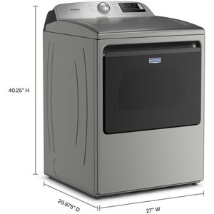 Maytag 27 in. 7.4 cu. ft. Smart Electric Dryer with Pet Pro Option, Sensor Dry, Sanitize & Steam Cycle - Classic Silver, , hires