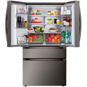 LG 36 in. 28.6 cu. ft. Smart 4-Door French Door Refrigerator with Ice & Water Dispenser - PrintProof Black Stainless Steel, PrintProof Black Stainless Steel, hires