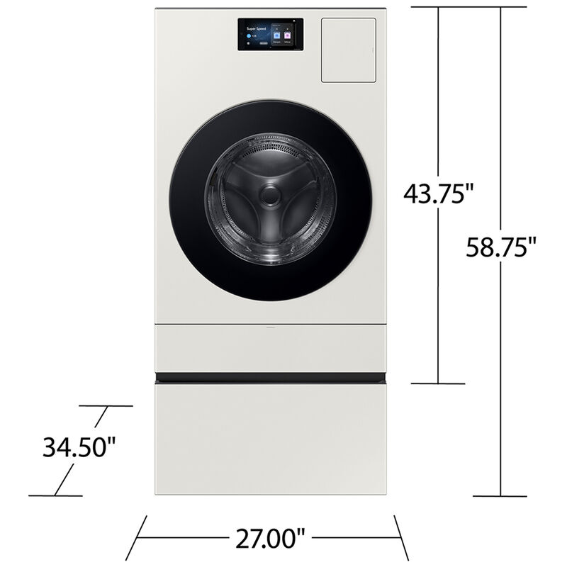 Samsung Bespoke AI Laundry Combo Pedestal with Storage Drawer - Ivory, Ivory, hires