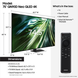 Samsung - 75" Class QN90D Series Neo QLED 4K UHD Smart Tizen TV, , hires