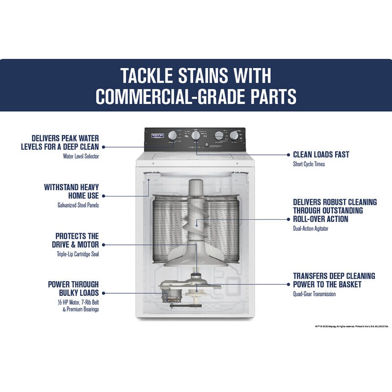 Maytag 27 in. 3.5 cu. ft. Top Load Washer with Agitator - White, , hires